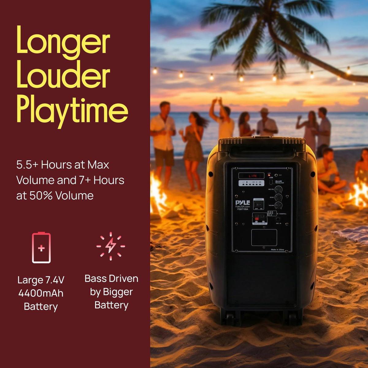 1000W Portable Bluetooth PA Speaker with 10'' Subwoofer and Wireless Mic C8817