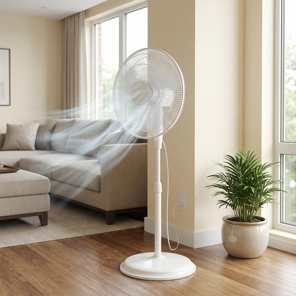 16" Oscillating Standing Pedestal Fan with Adjustable Height T331