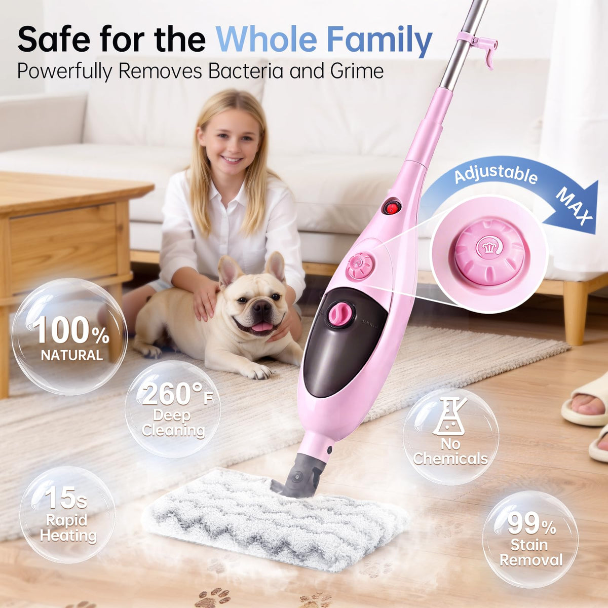 1200W Steam Mop Cleaner with Double-Sided Pads L680