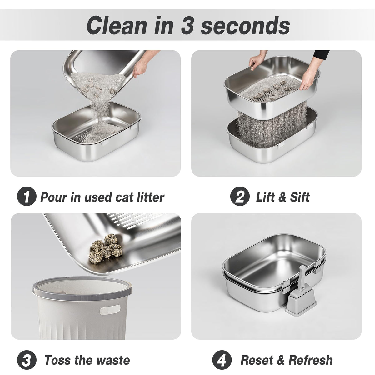 Stainless Steel Sifting Cat Litter Box F127546