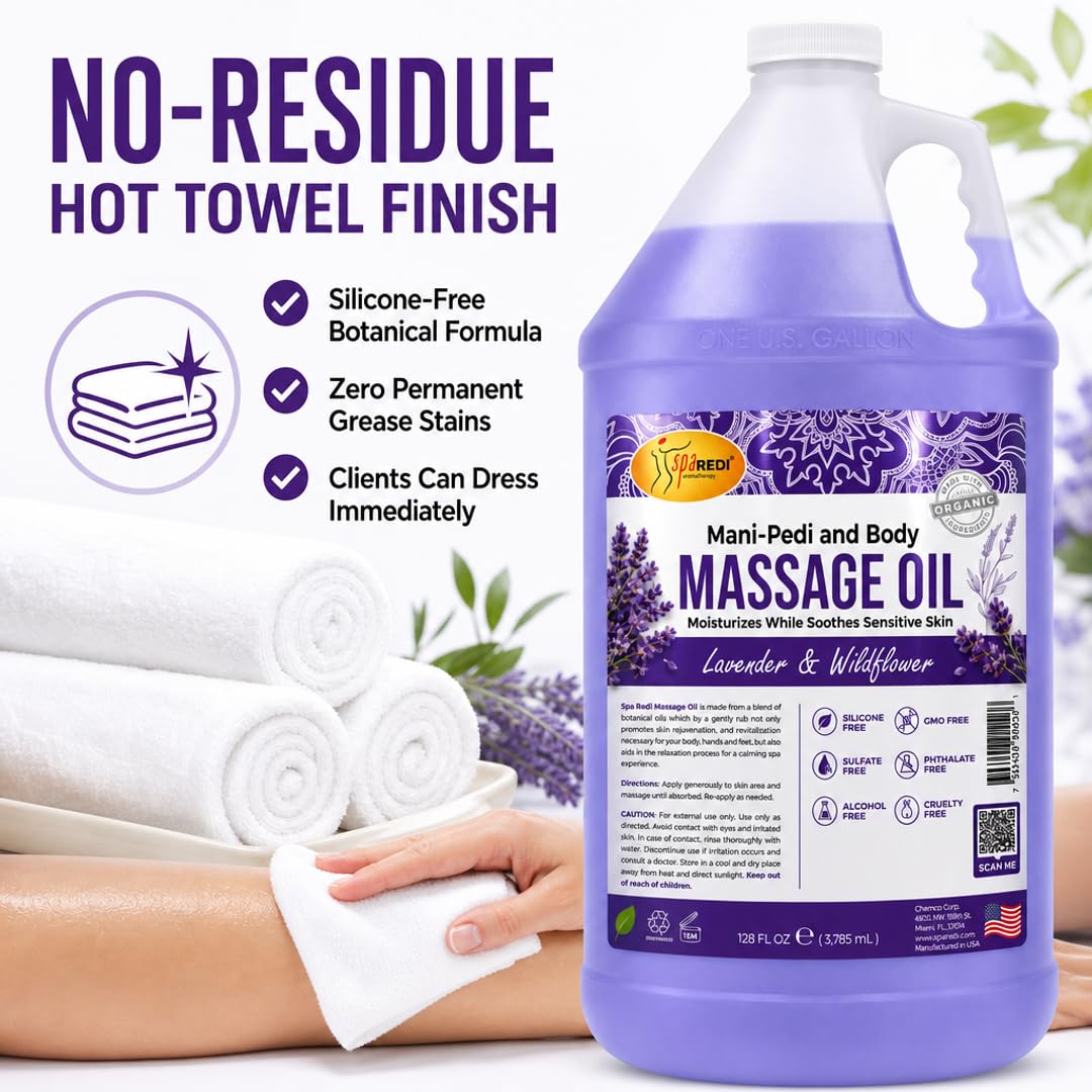 Lavender Massage Oil 128 Oz with Almond Cotton Seed Sunflower Avocado Oil V3669