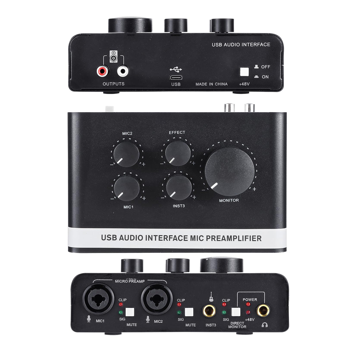 USB C Audio Interface with 48V Phantom Power V44545