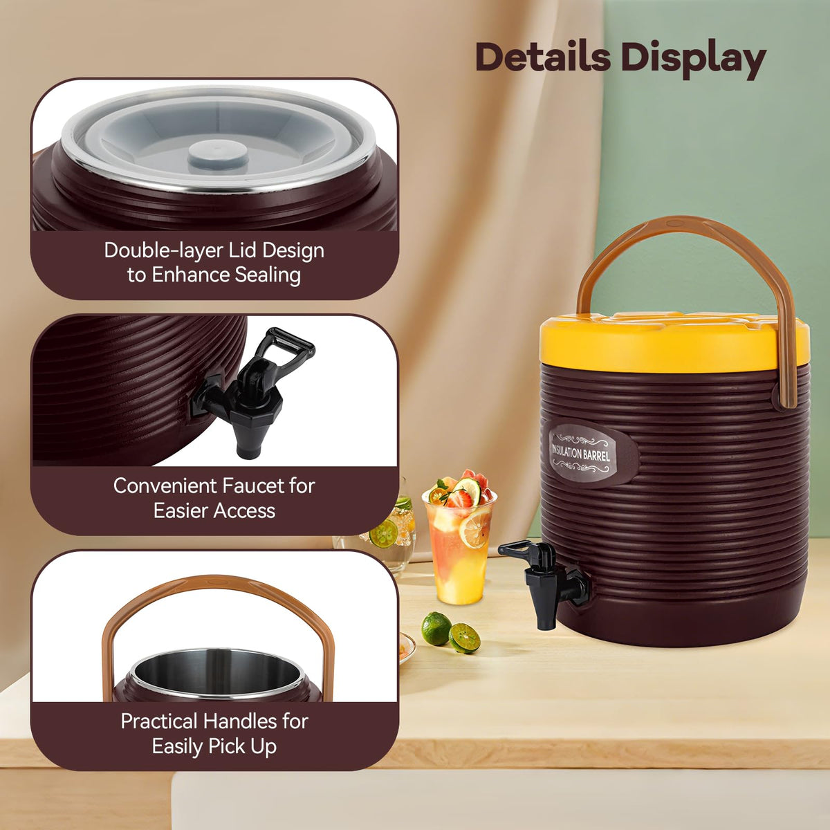 3 Gallon Insulated Stainless Steel Beverage Dispenser with Faucet Z92273