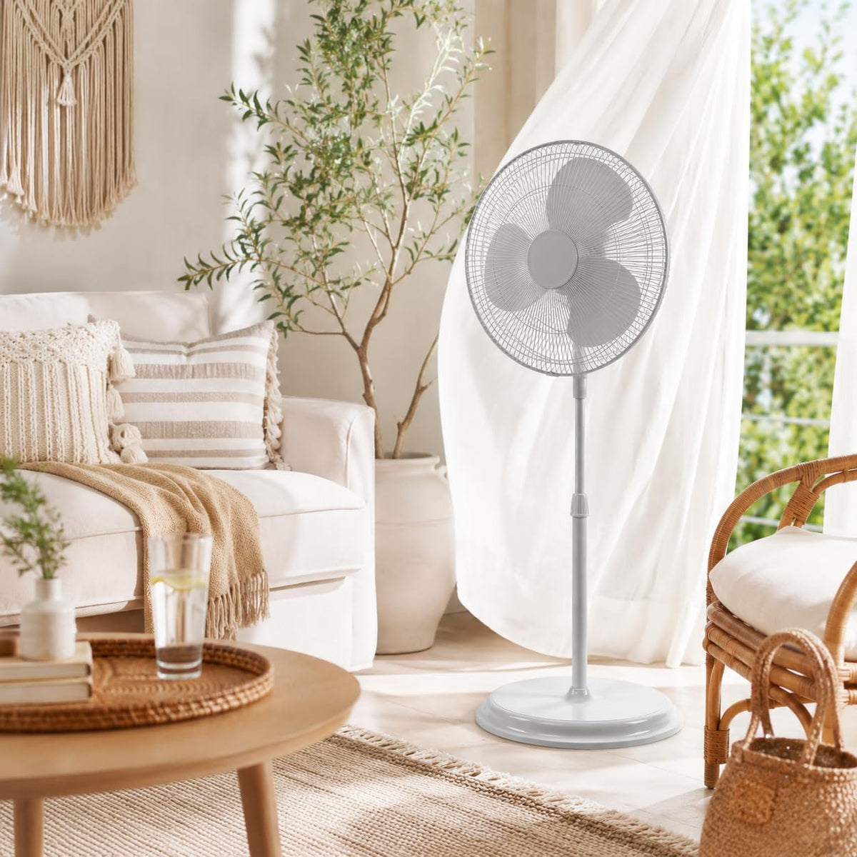 16" Oscillating Standing Pedestal Fan with Adjustable Height T331