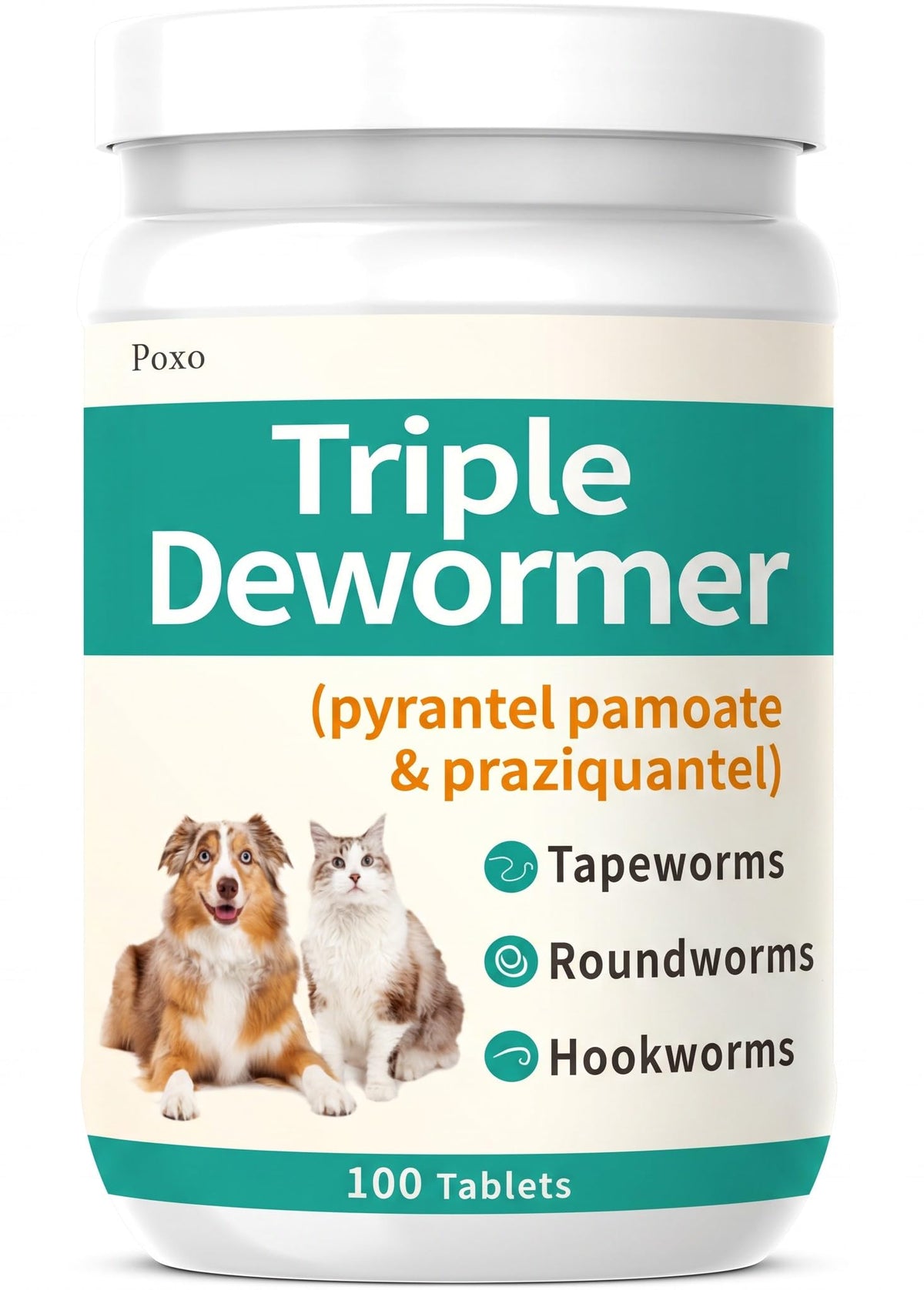 Pyrantel Pamoate and Praziquantel De-wormer Tablet for Dog & Cat 100 Tablets A69107