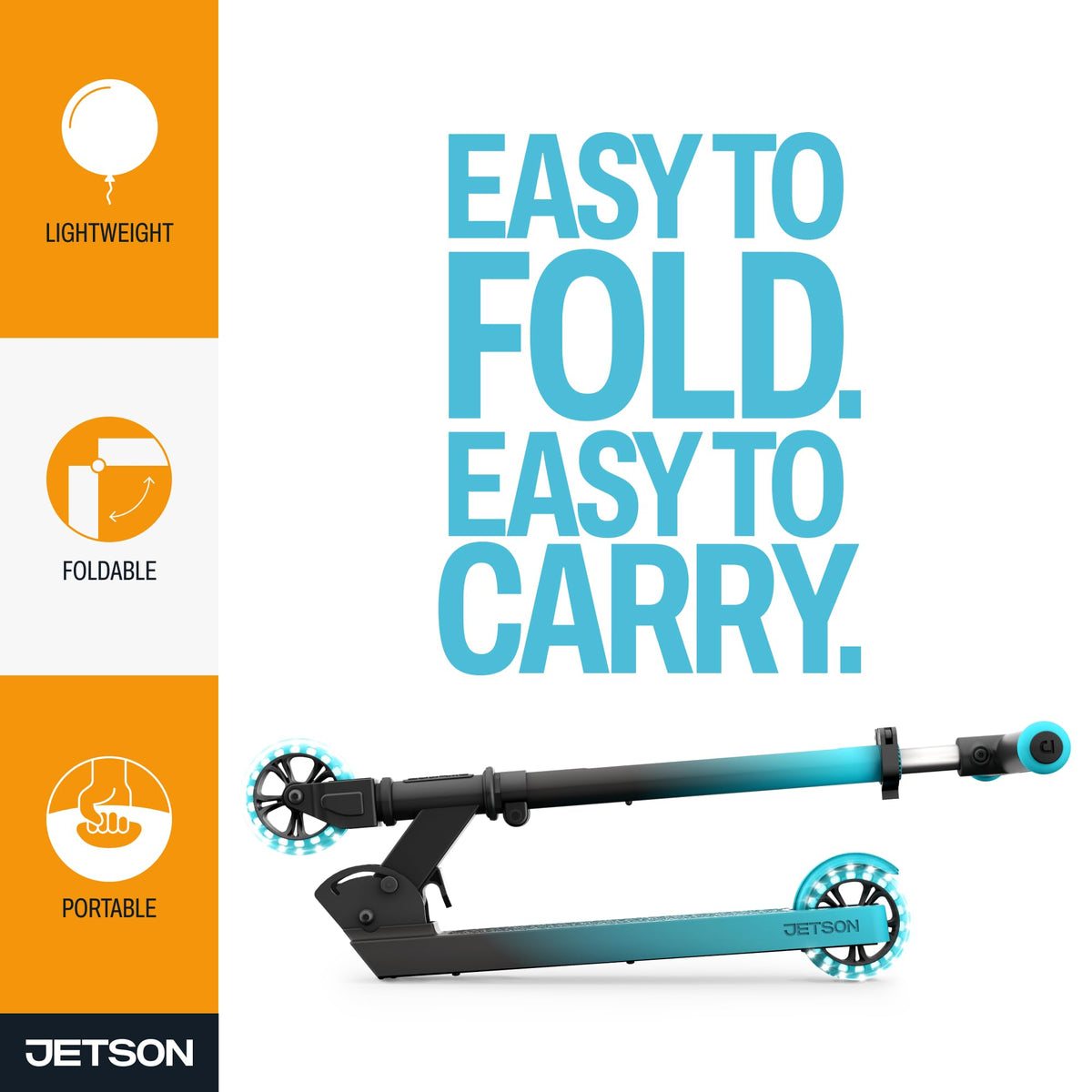 2-Wheel Light-Up Folding Kick Scooter with Adjustable Handlebar I75146