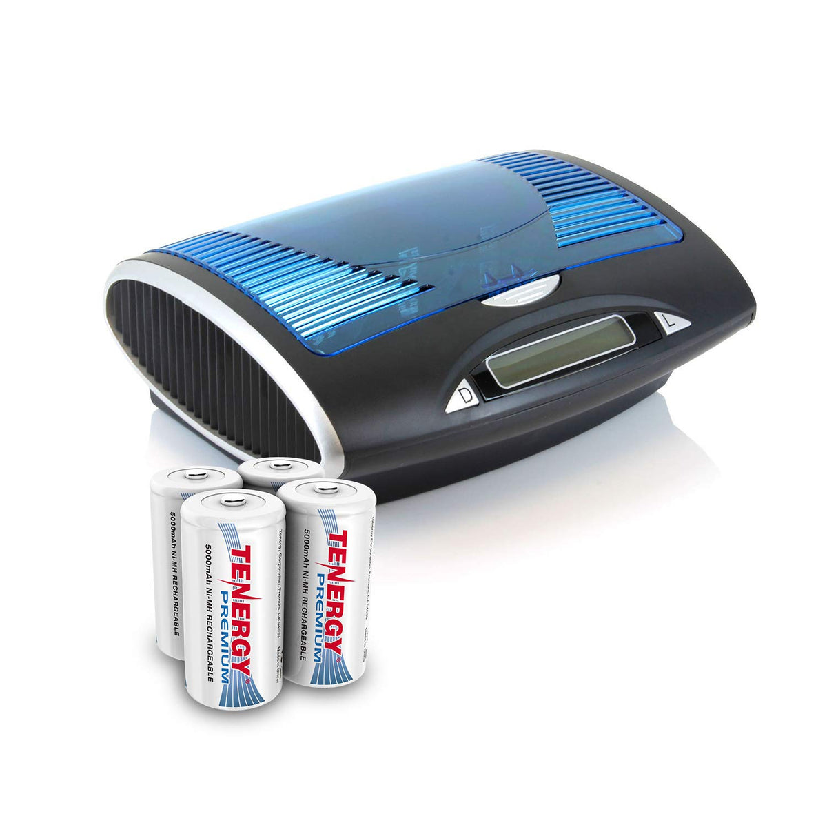 Rechargeable C Batteries and LCD Smart Battery Charger, 4 Pack Q303
