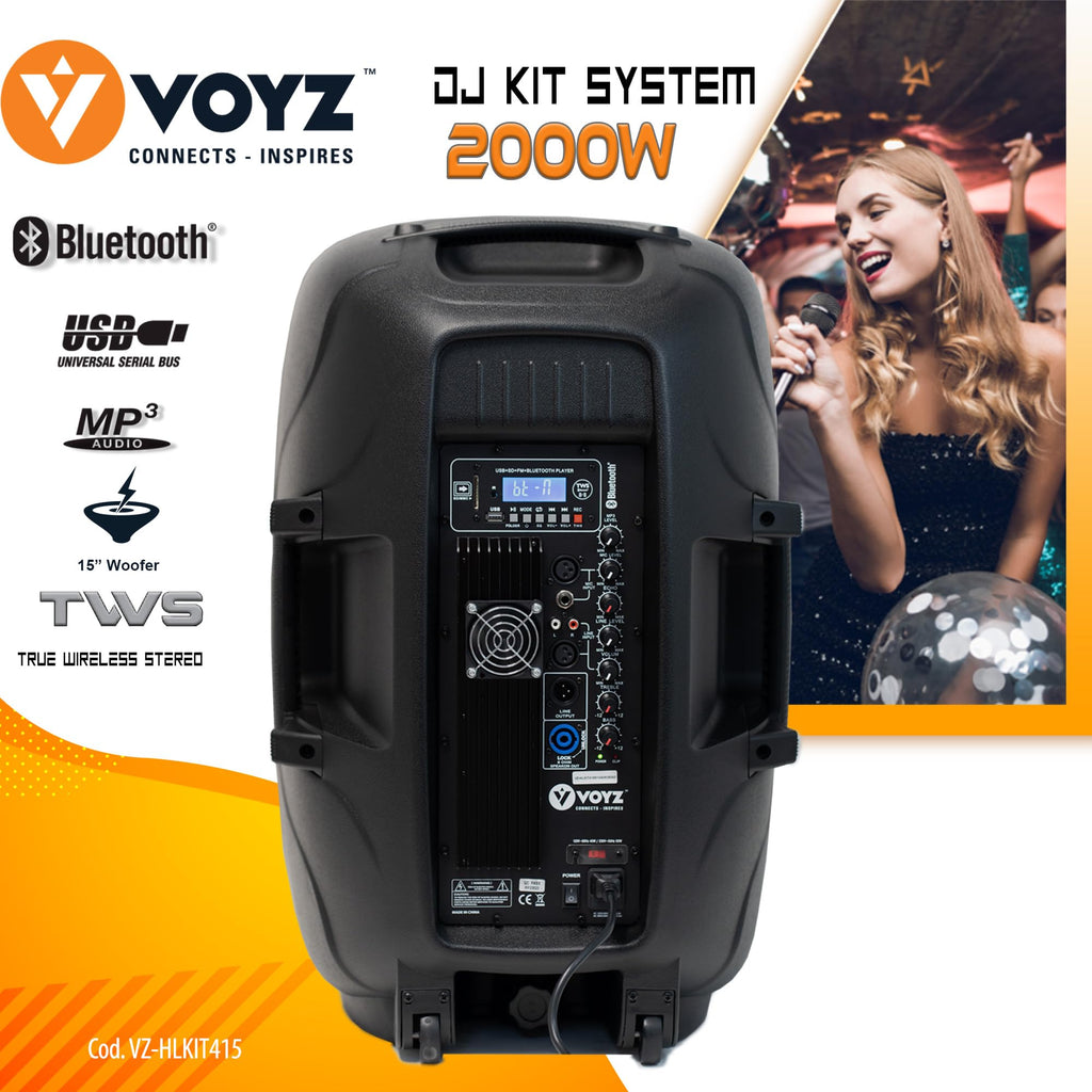15" 2000 Watt 2-Way Powered PA Speaker System O49351