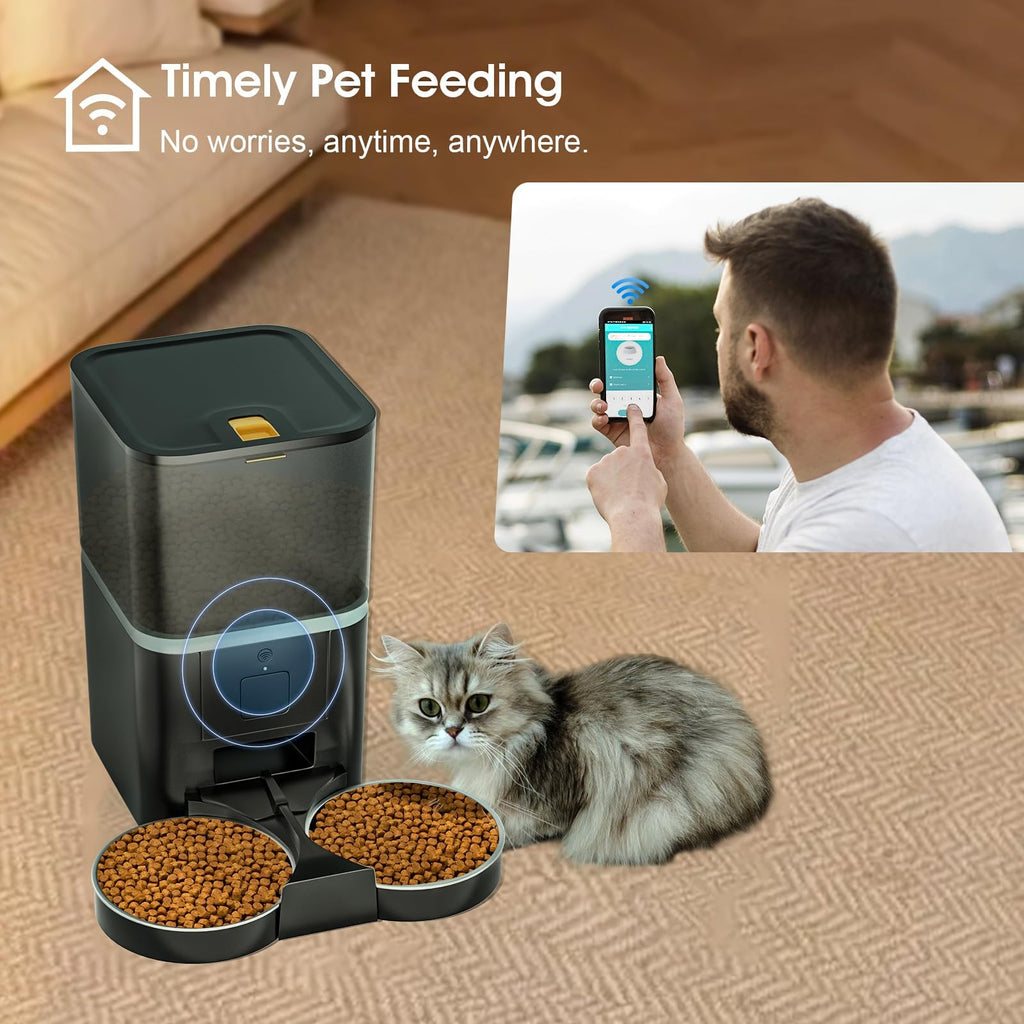 Automatic WiFi App Control Cat Feeder with Stainless Steel Bowl U412228