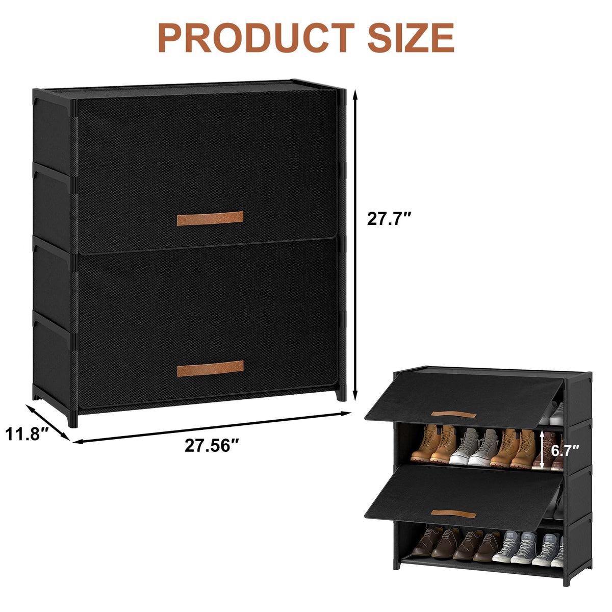 Black 5 Tier Shoe Cabinet with Door N95274