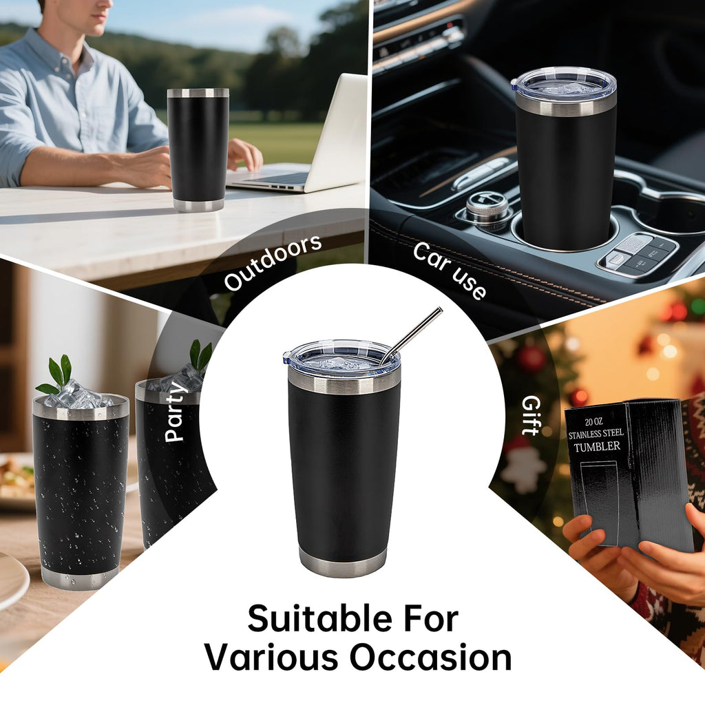 32 Pack 20oz Stainless Steel Insulated Tumblers with Lid & Straw N68898