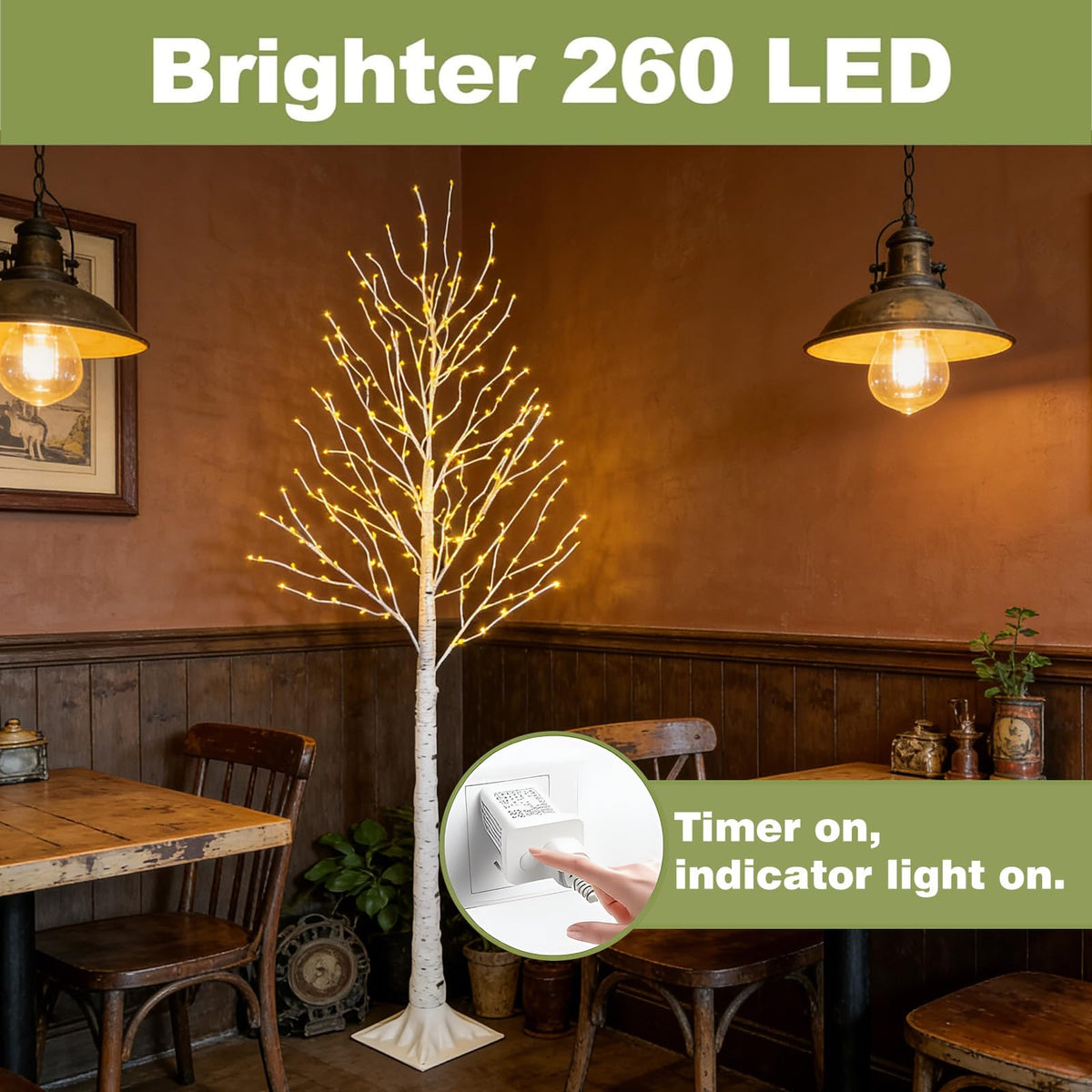 6FT Lighted Birch Tree with 260 LED and Timer H658203