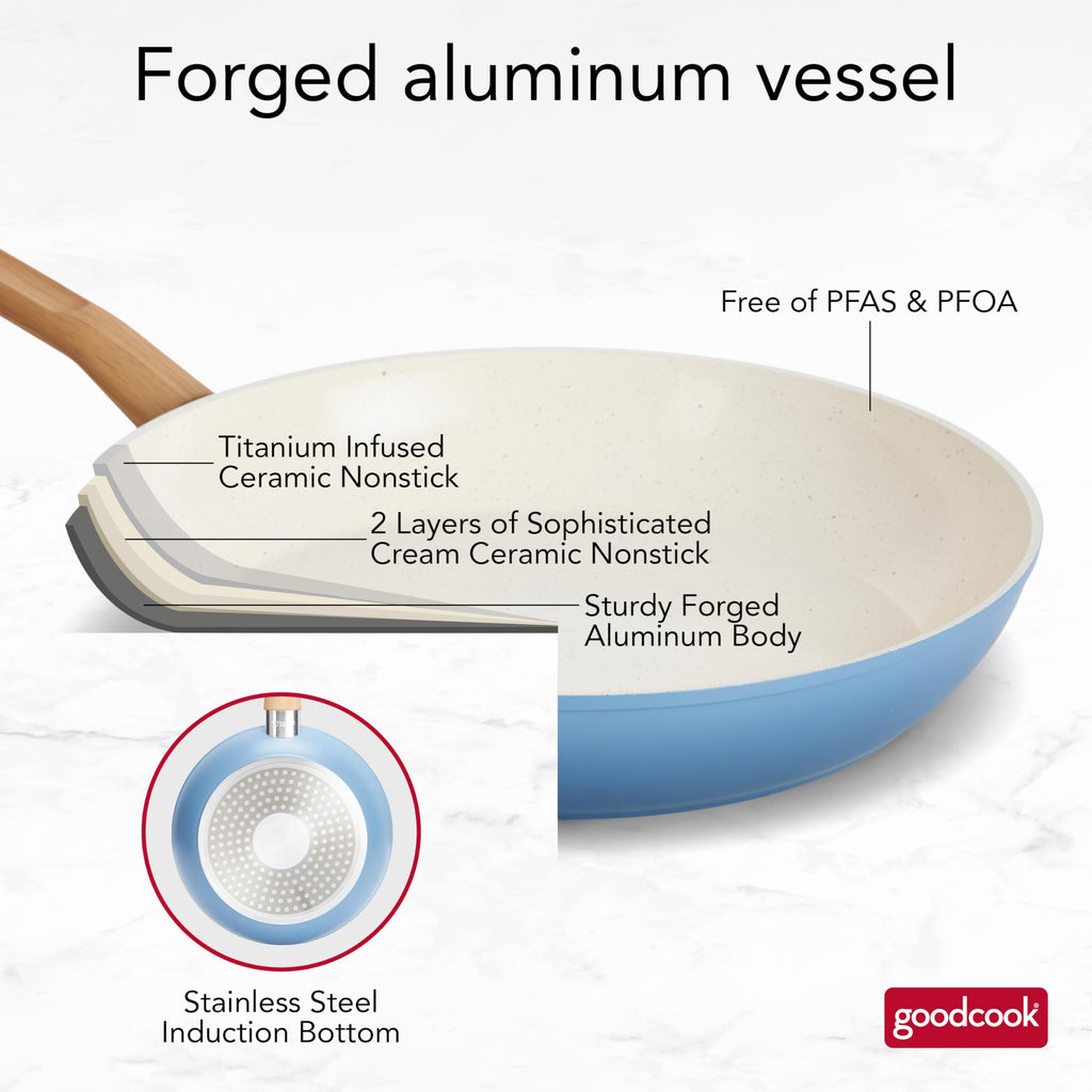 12-Piece Light Blue Ceramic Titanium-Infused Nonstick Cookware Set Z7558