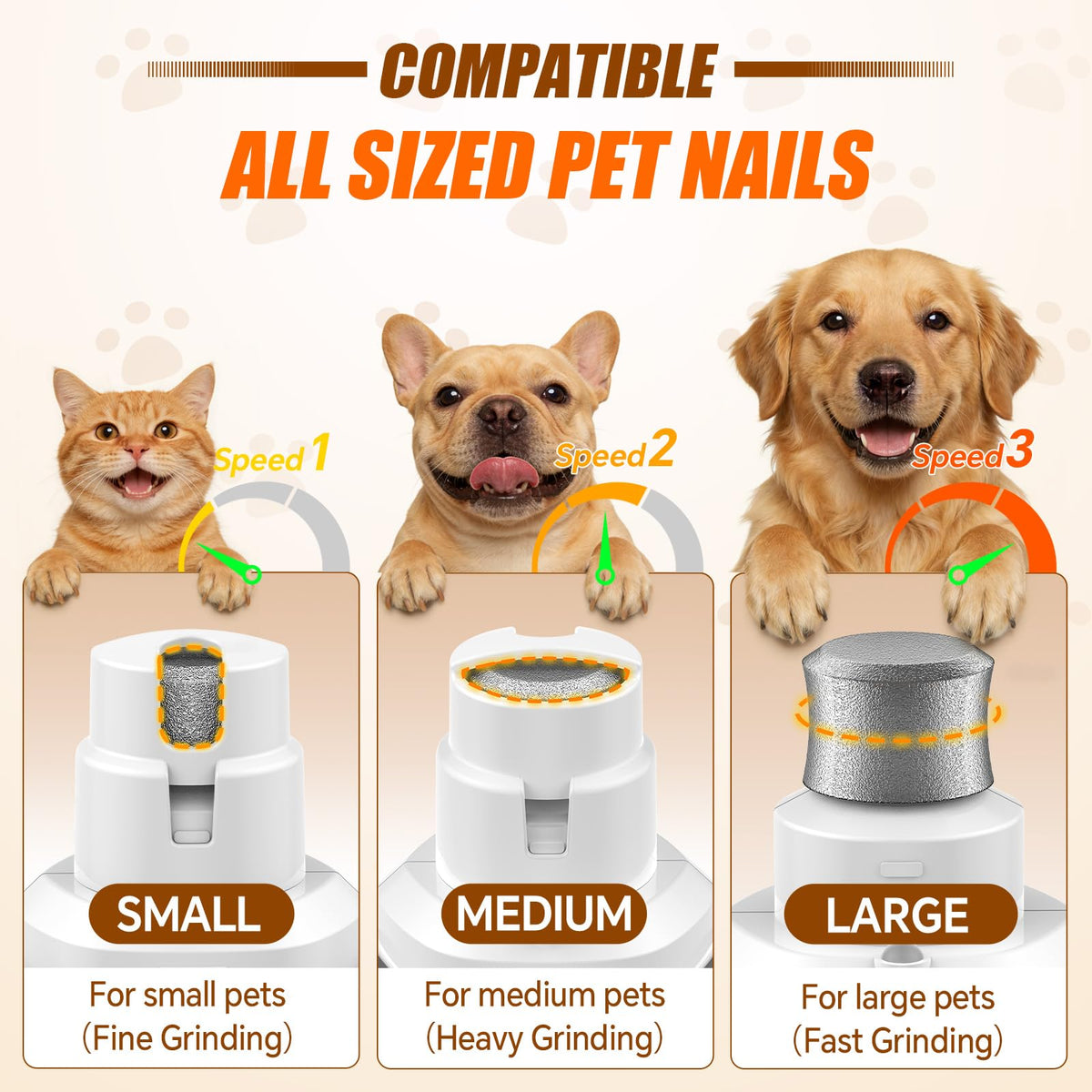 Electric 3 Speeds Dog Nail Grinder with Lights F760735