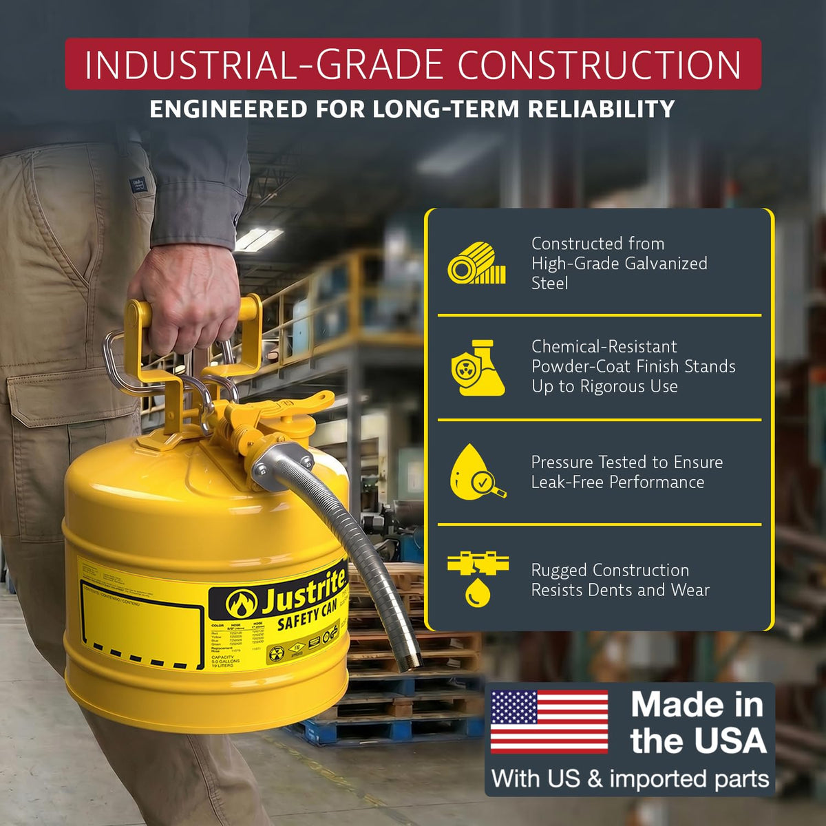 Yellow Galvanized Steel Diesel Fuel Can I2068