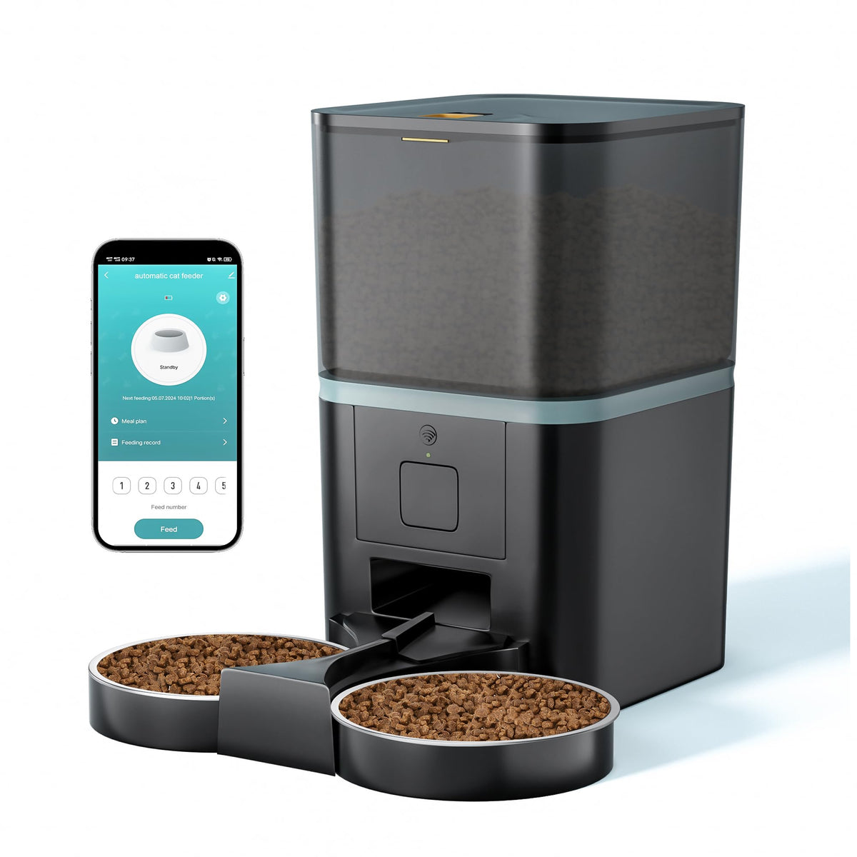 Automatic WiFi App Control Cat Feeder with Stainless Steel Bowl U412228