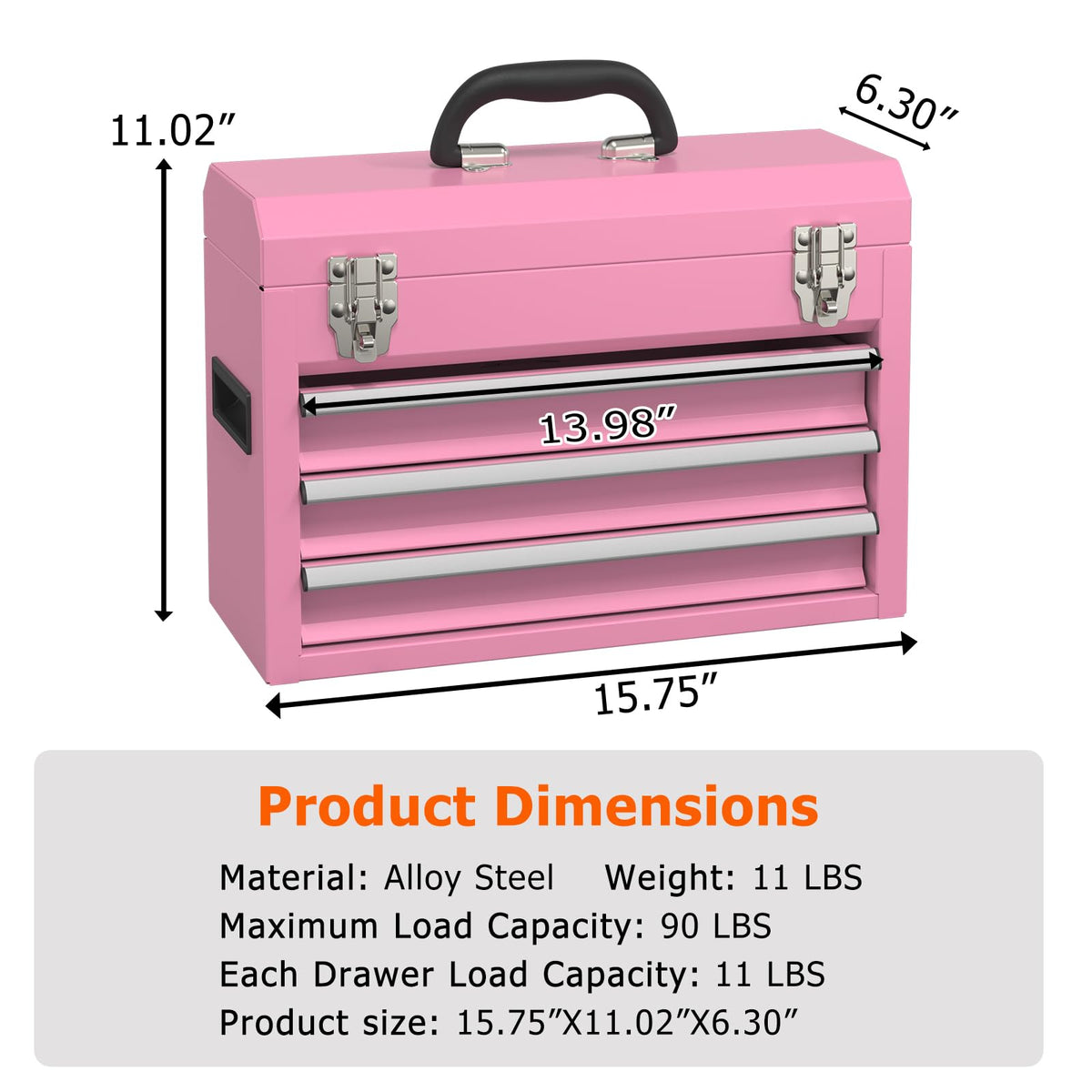 Portable Metal Tool Box with Drawers K31866
