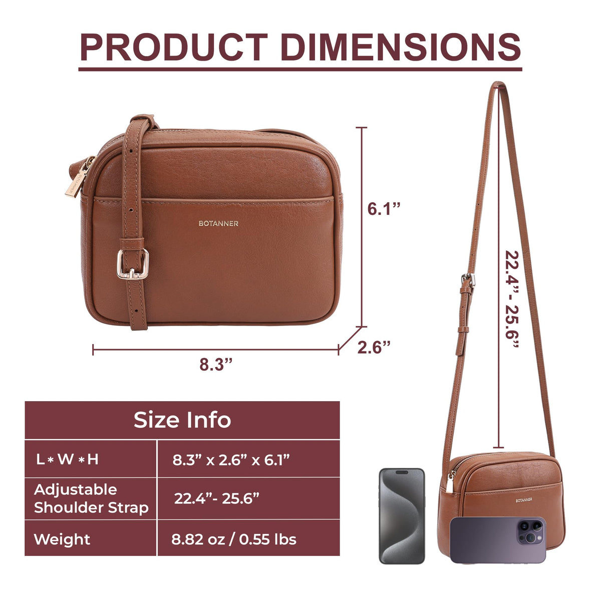 Genuine Leather Crossbody Bag with Adjustable Strap F83343