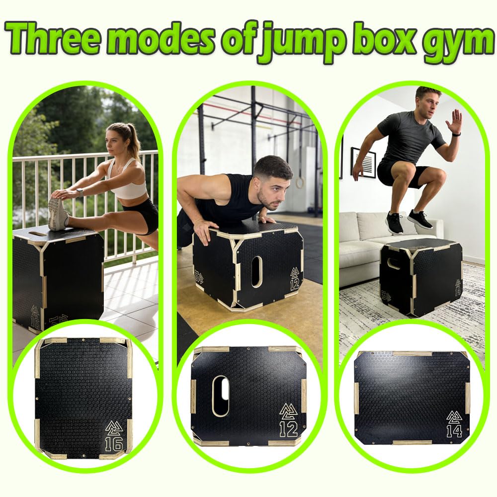 3 in 1 Non-Slip Wooden Plyometric Jump Box A6765