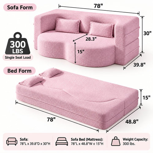 2-in-1 Convertible Sofa Bed with Pillows E819354