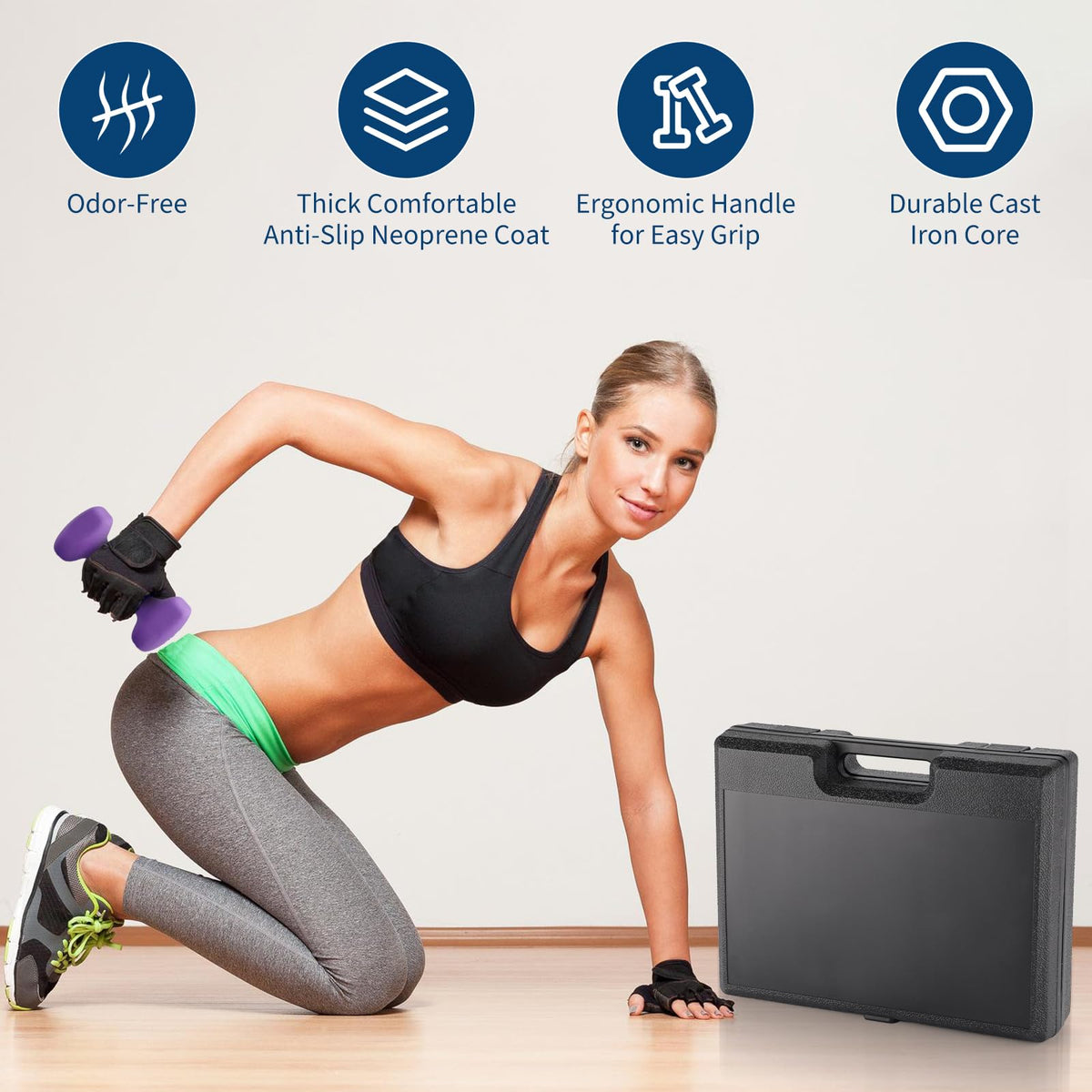 Neoprene Hex Dumbbell Set with Rack L205