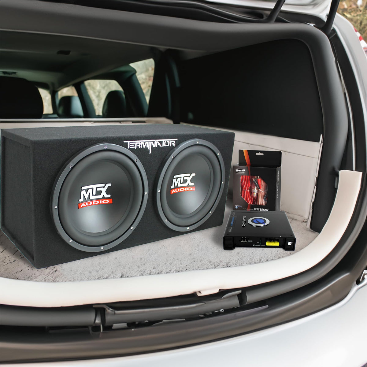 Dual 12" Subwoofers Loaded Enclosure with Amp & Wiring Kit P85473