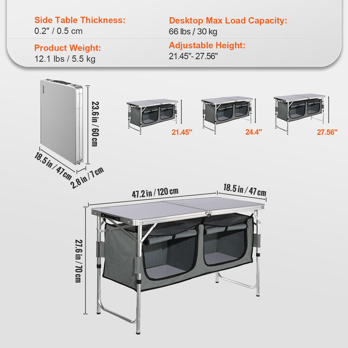 Folding Camping Cooking Table with Storage Organizer K972026