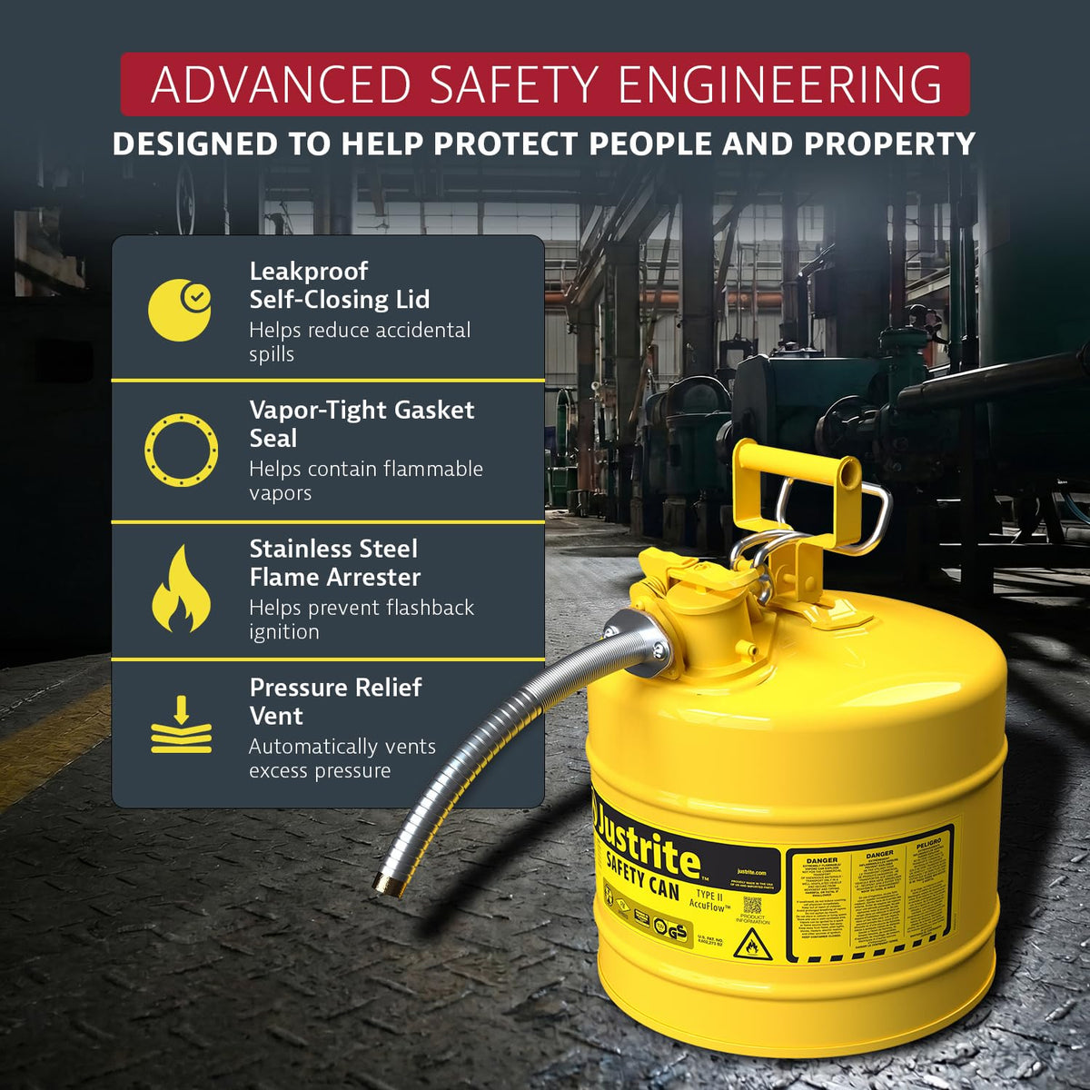 Yellow Galvanized Steel Diesel Fuel Can I2068
