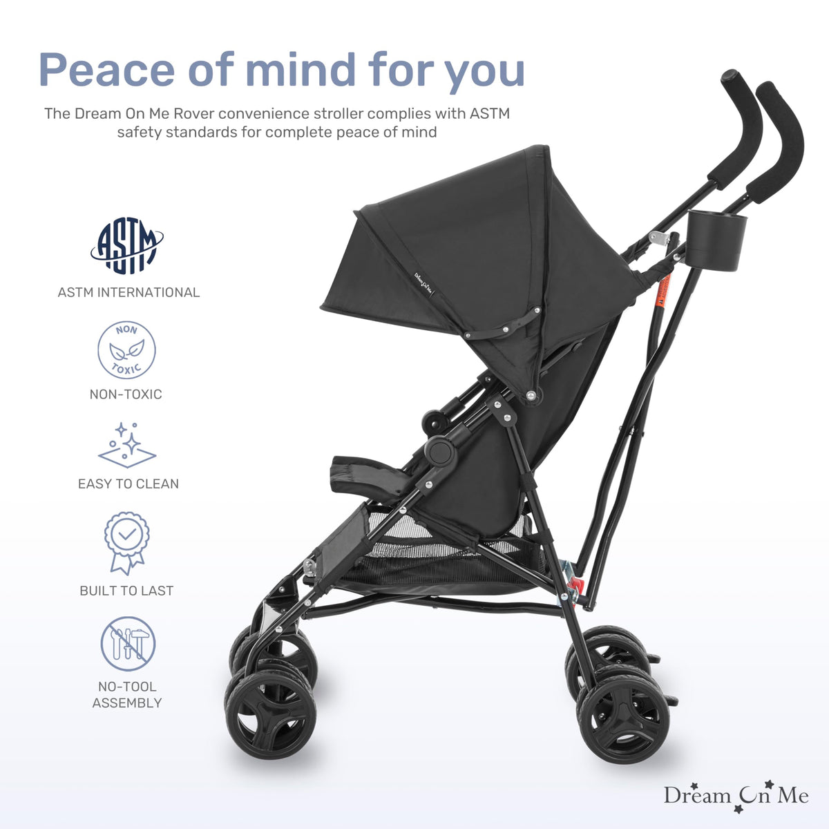 Lightweight Compact Umbrella Stroller with Cup Holder - Black D15307