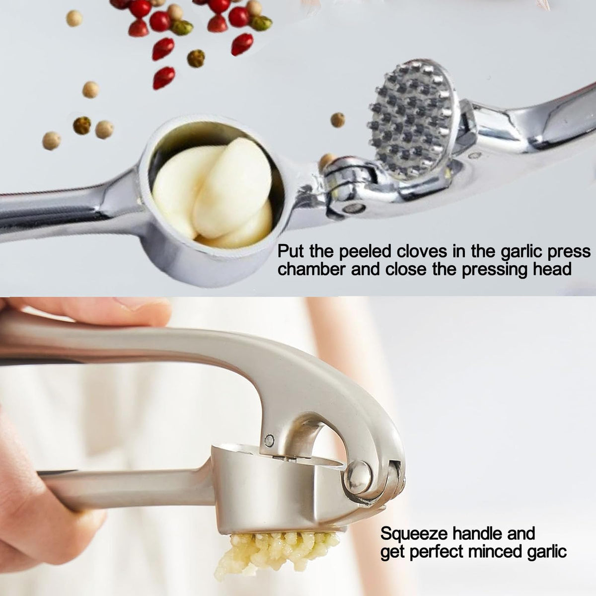 Stainless Steel 2 in 1 Garlic Press and Herb Scissors N4341