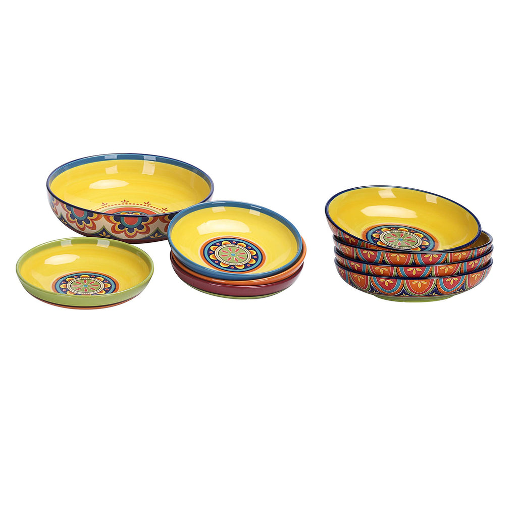 Ceramic Pasta Bowl Set of 9, Microwave & Dishwasher Safe Y35241