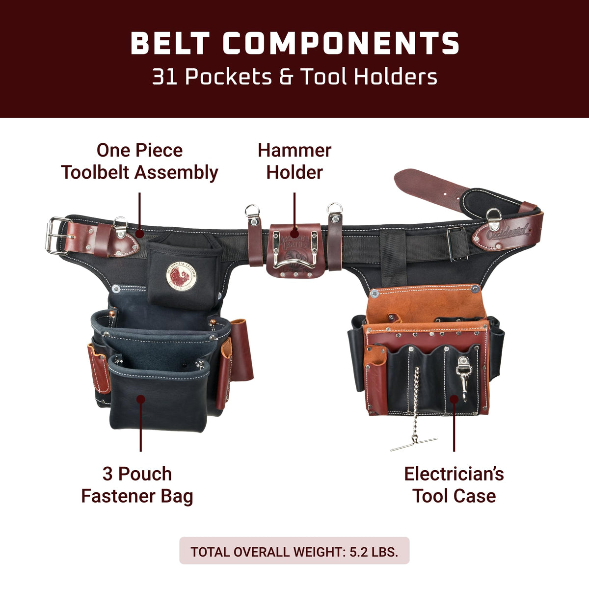 Leather Electrician Tool Set with 31 Pockets A548985