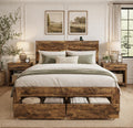 Queen Size Wooden Bed Frame with Storage Drawers F43444