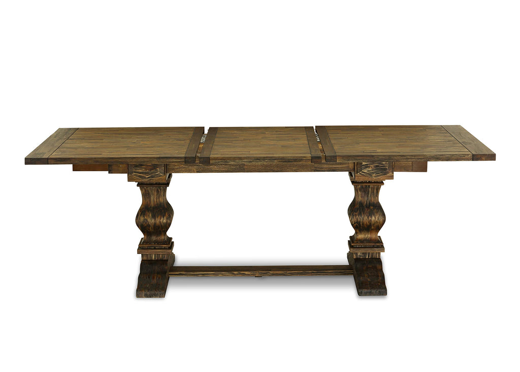 9 Piece Walnut Dining Table Set with 8 Grey Linen Chairs H302