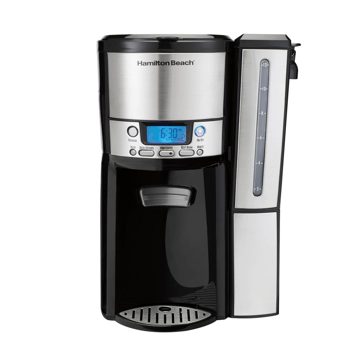 12 Cup Programmable Coffee Maker with 60 oz Removable Reservoir, Black & Stainless Steel V324