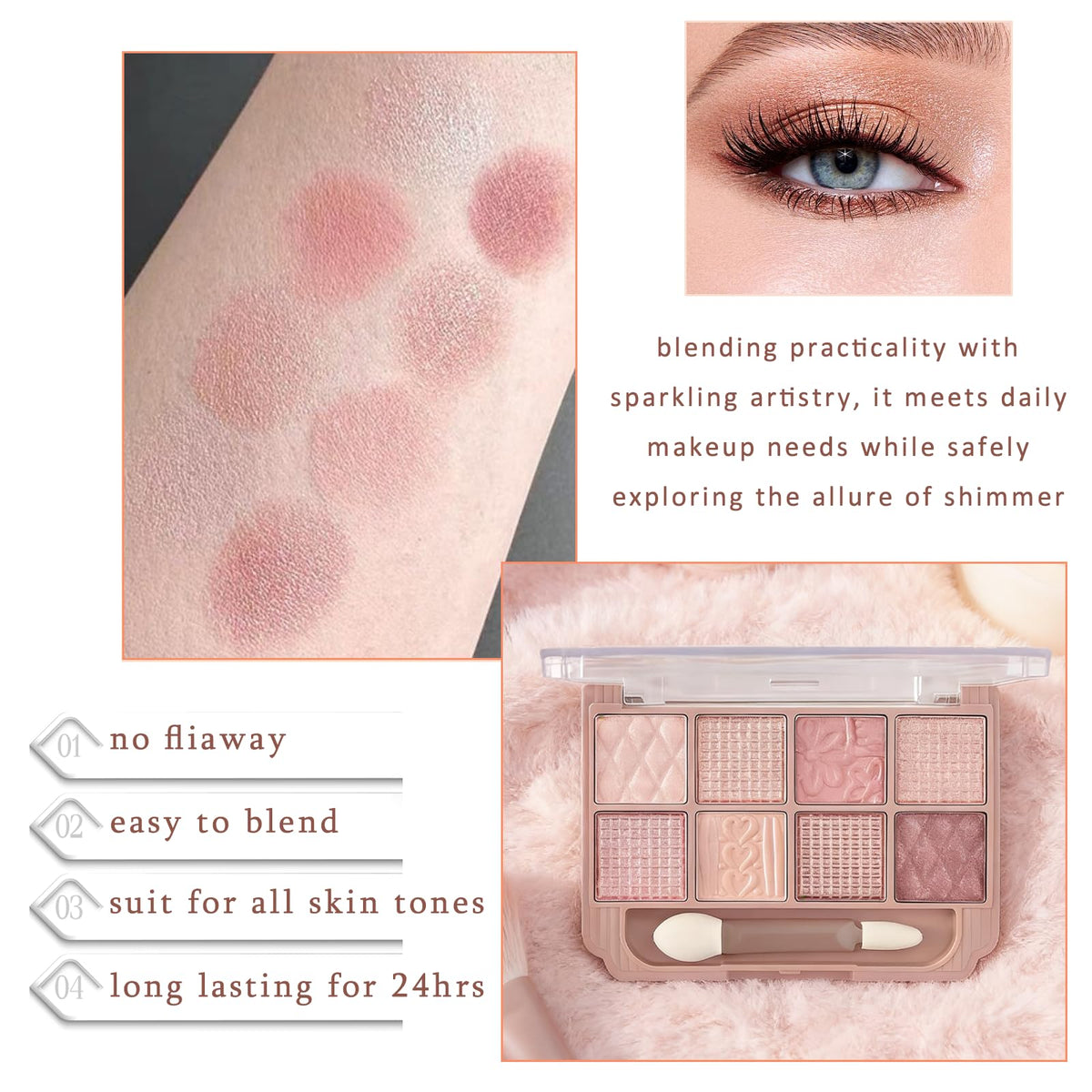 Brown and Pink Shimmer Eyeshadow Palette Z87786