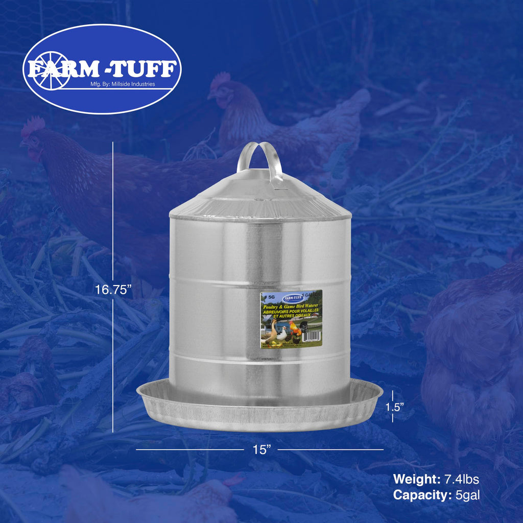 Galvanized 5 Gallon Poultry Waterer D597