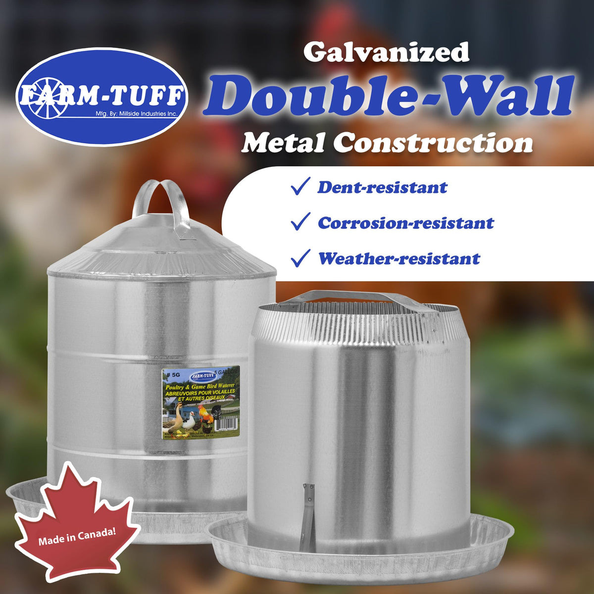 Galvanized 5 Gallon Poultry Waterer D597