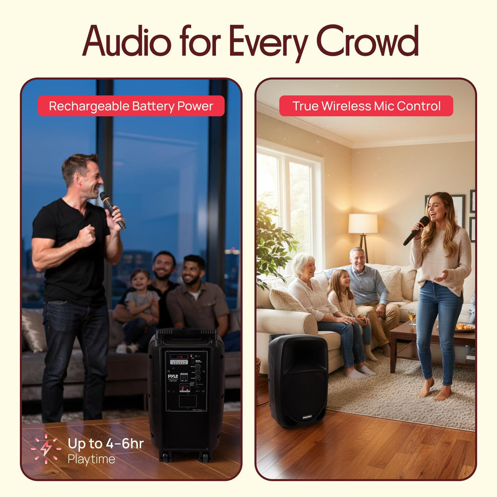 1000W Portable Bluetooth PA Speaker with 10'' Subwoofer and Wireless Mic C8817