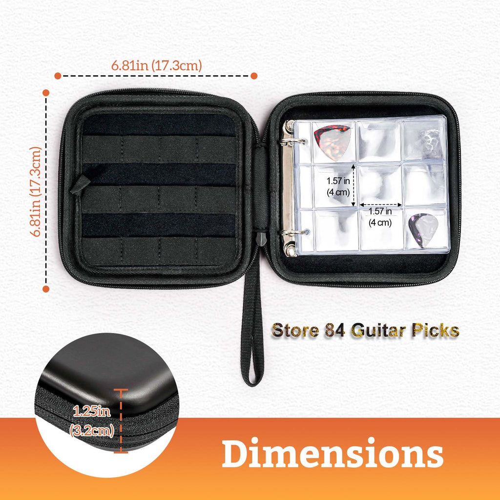 Black Guitar Pick Case Holds 84 pcs Picks W447