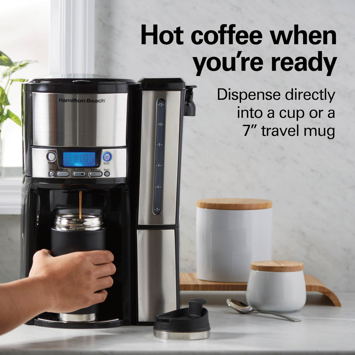 12 Cup Programmable Coffee Maker with 60 oz Removable Reservoir, Black & Stainless Steel V324