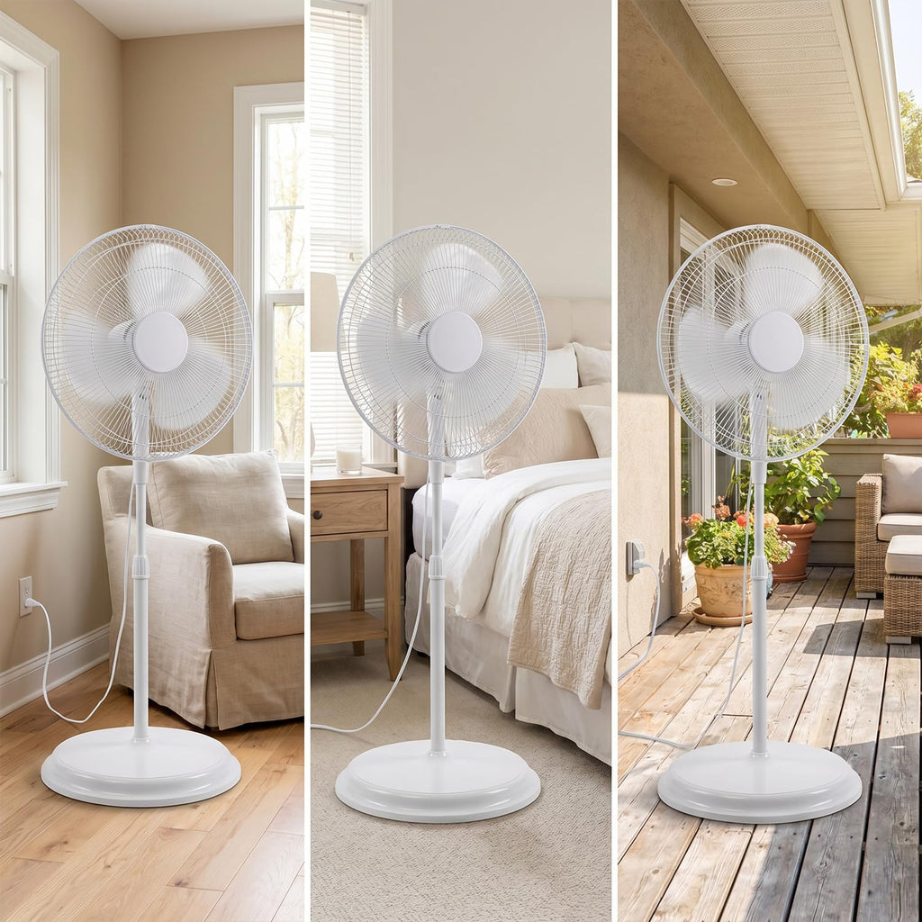 16" Oscillating Standing Pedestal Fan with Adjustable Height T331