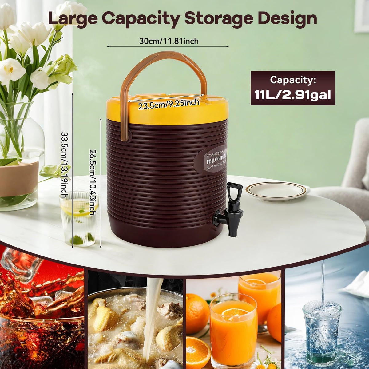 3 Gallon Insulated Stainless Steel Beverage Dispenser with Faucet Z92273
