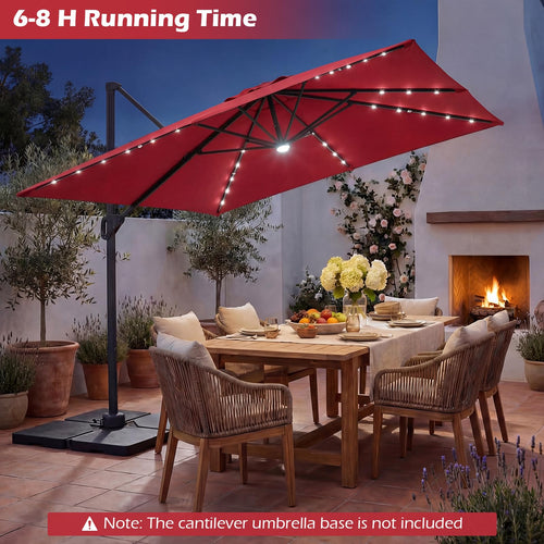 10ft Solar LED Patio Umbrella with Aluminum Pole X3795