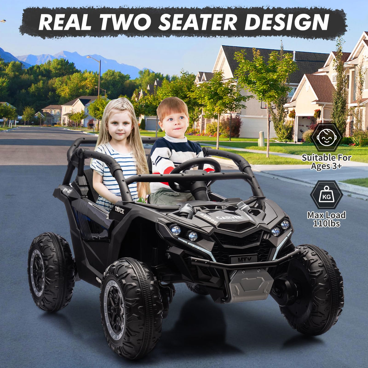 24V 2-Seater Kids Ride on Car with Remote Control 4WD Electric Truck F82346