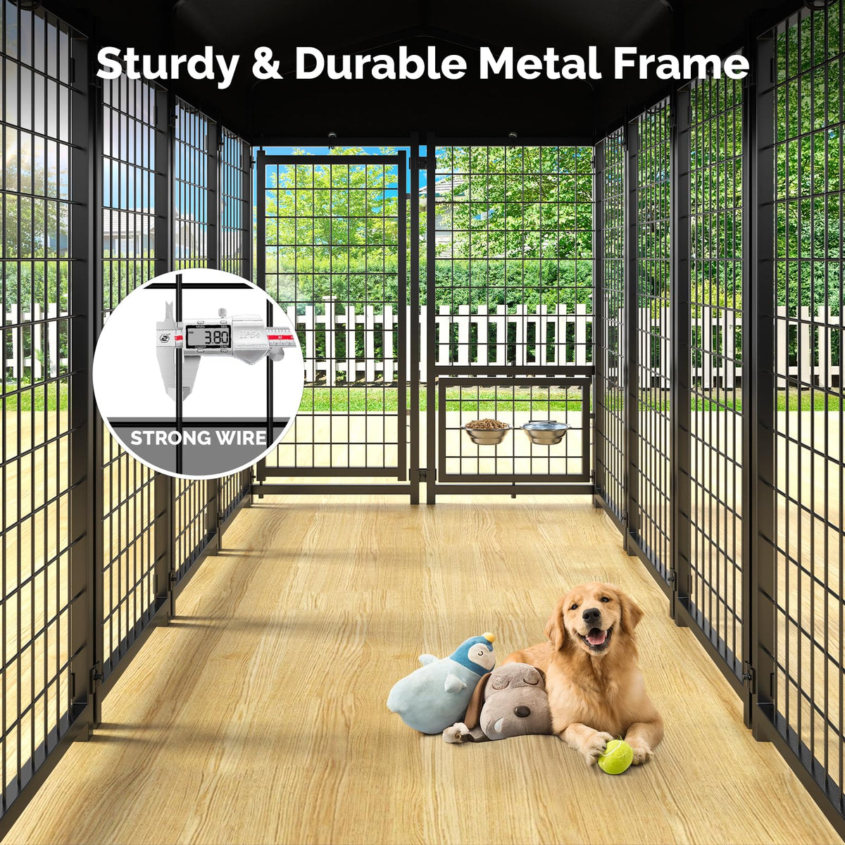 8x4x6FT Outdoor Dog Kennel with Doggy Door V89333
