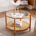 Round Glass Rattan Coffee Table W660415