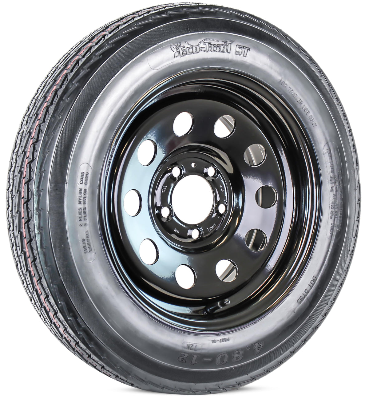 2-Pack Trailer Tire Rim Assembly 4.80-12 5 Lug Black Q6005
