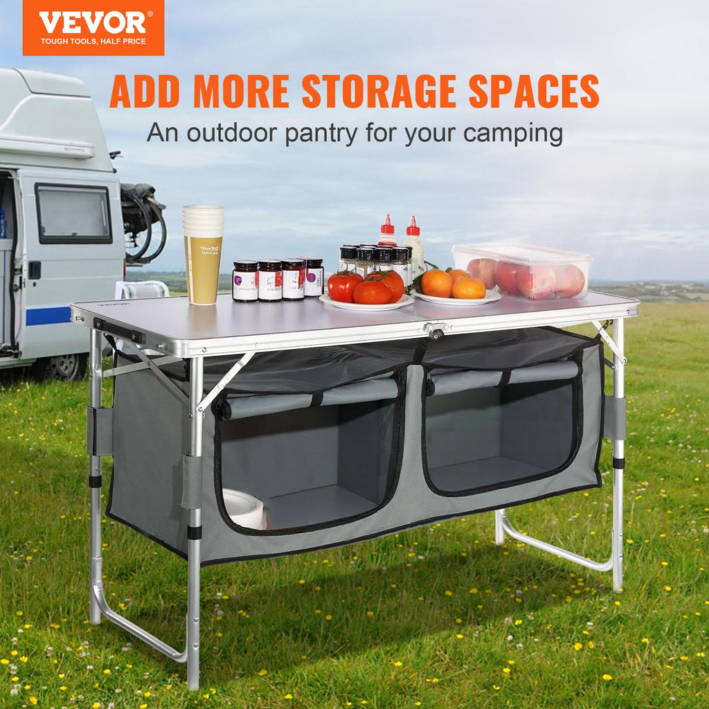 Folding Camping Cooking Table with Storage Organizer K972026