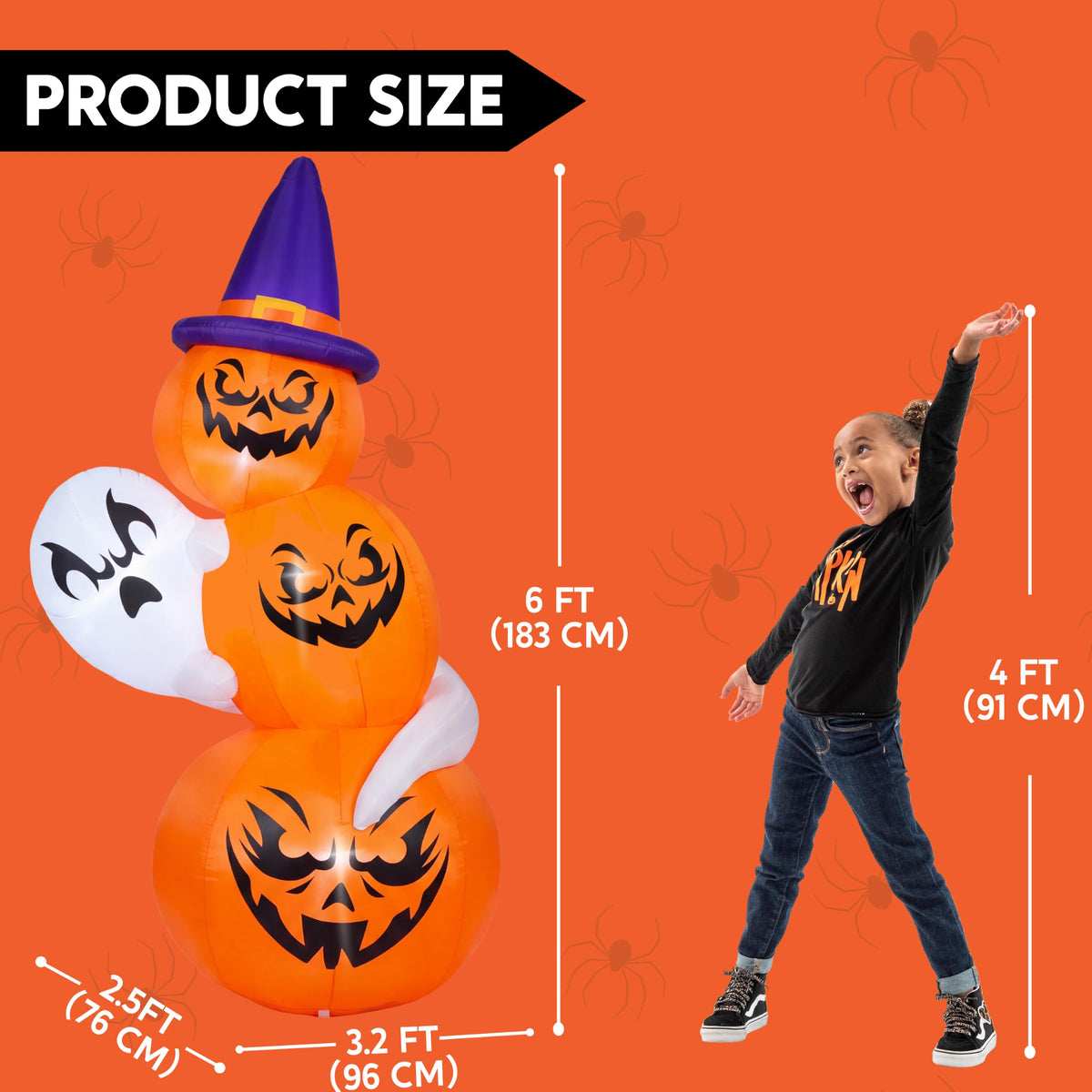 6 FT Halloween Inflatable Ghost and Pumpkins L9092